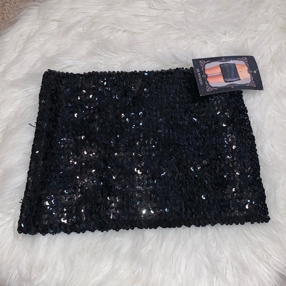 NWT BLACK sequin skirt or bandeau. - Picture 2 of 3